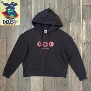 Deus Ex Machina Deus Records Mens Black Pink Graphic Hoodie Size 8 Large